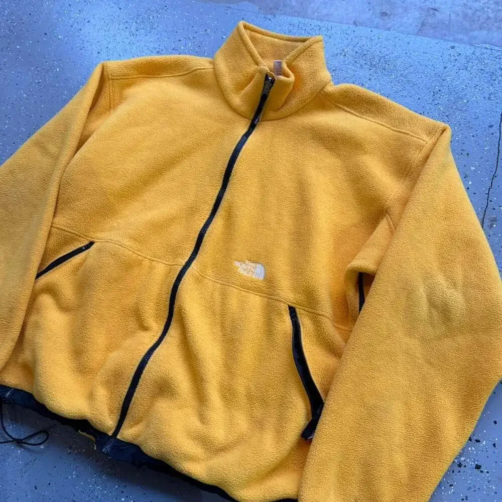 Vintage The North Face Yellow Full Zip Fleece Jacket, Men's XL